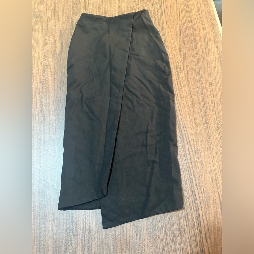 N/Nicholas Womens Solid Stretch Casual Midi Slit Skirt Black Size 0